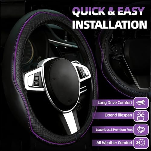 NBTEPEM 6 PCS Car Steering Wheel Cover Set, Microfiber Leather Steering Wheel - Image 2