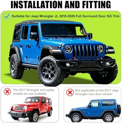 4PCS Door Sill Guards for Jeep Wrangler JL JLU 2018-2026 & Gladiator JT - Image 2