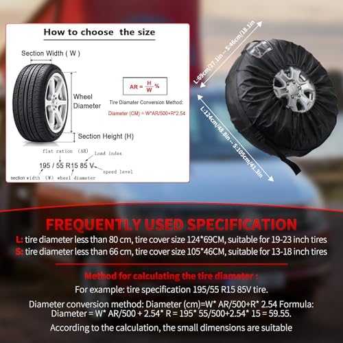 Spare Tire Cover with Handle, Seasonal Tire Totes, Portable Winter Wheel - Image 3