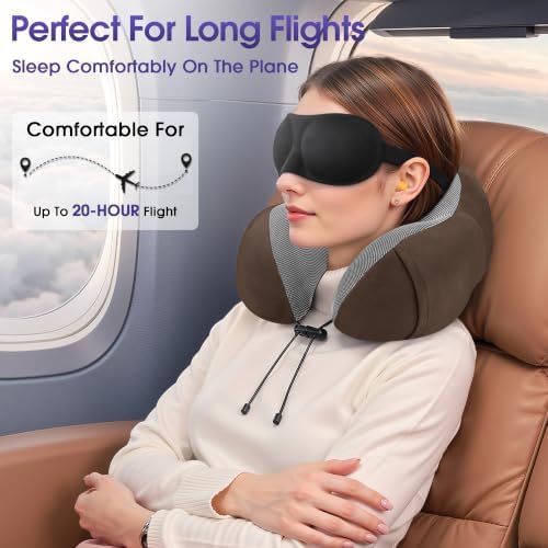 CloudBliss Travel Pillow for Airplanes, Memory Foam Neck Pillow Set - Image 4
