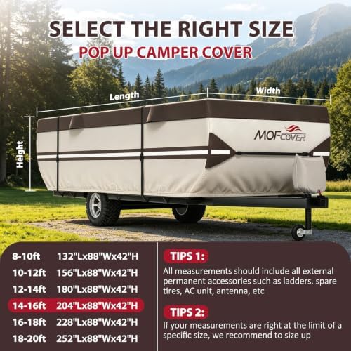 Pop Up Camper Cover, 9 Layers Waterproof 14-16ft RV Cover - Image 6