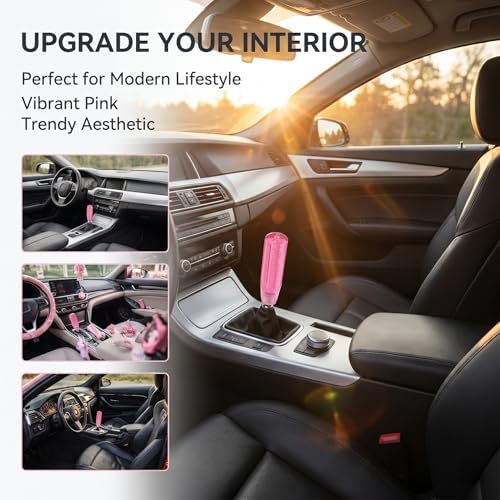 1 PC Car Shift Knob, 1.89 x 5.91 Inches Crystal Pink Acrylic Gear Shift Knob - Image 3