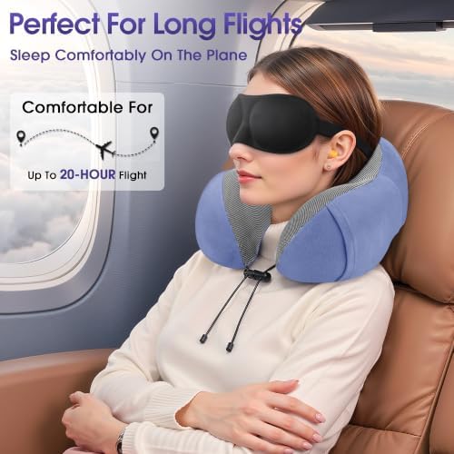 CloudBliss Memory Foam Travel Neck Pillow Airplane, 2 Pack - Image 4