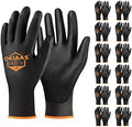OKIAAS PU Coated Work Gloves Men, Ultra Grip & Lightweight, 12 Pairs Bulk by OKIAAS