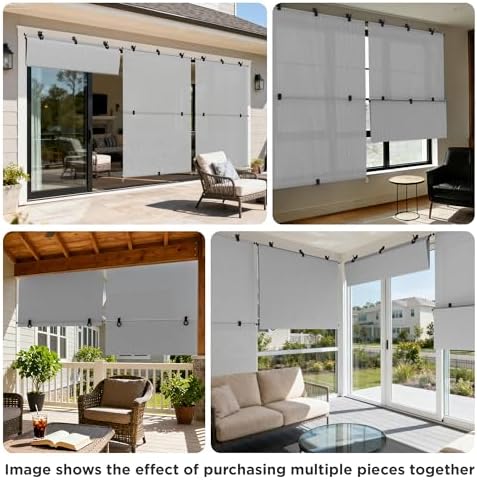 Outdoor Roller Shade 8'W x 8'H Cordless Shades Roll Up, Folding Exterior Patio - Image 6