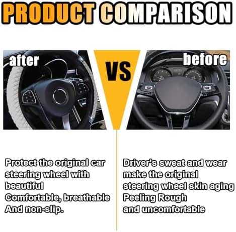 JOYCOURT 15 Inch Bling Soft Leather Car Steering Wheel Cover - Image 3