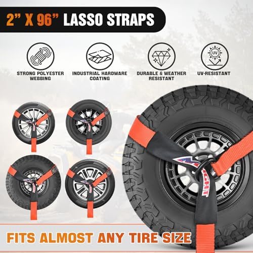 Nilight 2" x 96" Lasso Style Car Tie Down Straps - Image 3
