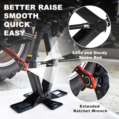 Big RED Wide Base Cross Car Scissor Jack: Steel Portable Quick Lift Tire Jacks - Image 4