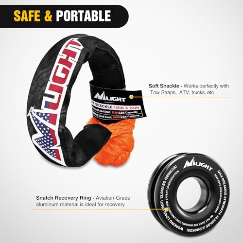 Nilight Synthetic Soft Shackle & Recovery Ring Kit - Image 4