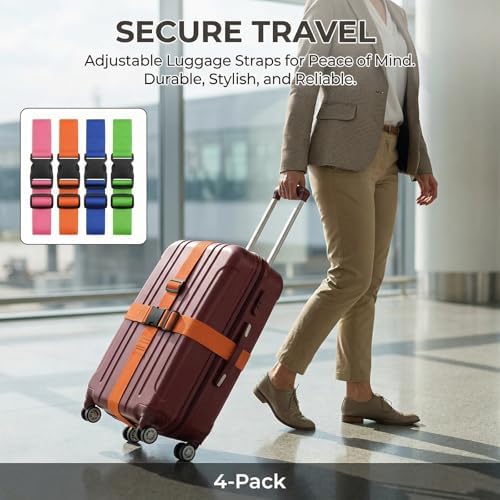 12 Pcs Luggage Straps for Suitcases TSA Approved, Suitcase Belts（4 Color） - Image 3