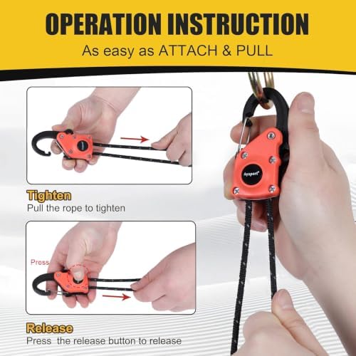 Ayaport 1/8" Adjustable Rope Tie Down Ratchet 2Pack, 12FT Ratchet Rope - Image 4