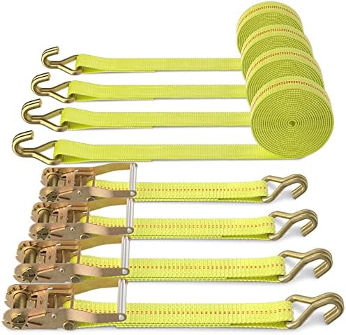 Ratchet Tie Down Straps 4-Pack Heavy Duty 2" x 27' by Autofonder