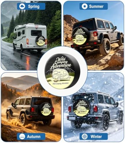 RV Spare Tire Cover Wild Camper Adventure 16in Waterproof Universal Fit - Image 6