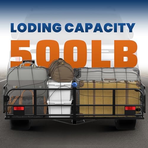 KUIPERAUTO 60" x 24" x 14" Folding Rack Hitch Mount Cargo Carrier 500 Lbs - Image 5