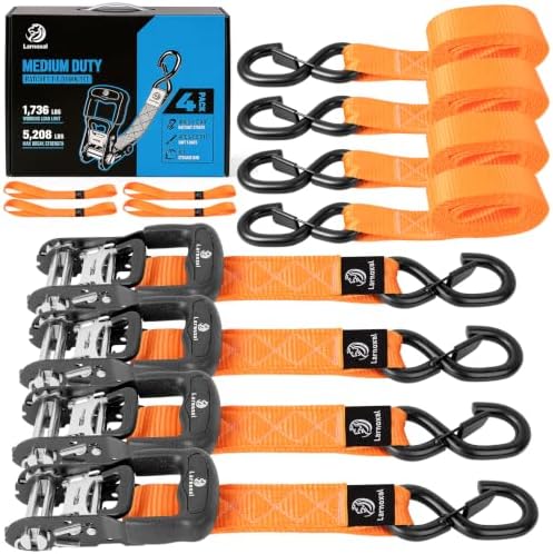 Ratchet Straps 4 Pack, 208LBS Break Strength by Unknown