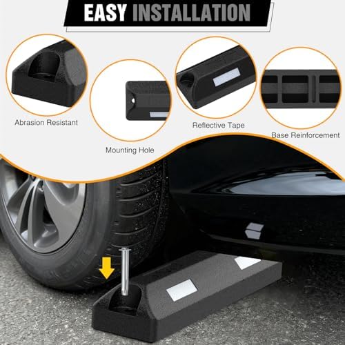 Nilight 22 Inch Rubber Parking Curbs, Heavy Duty Wheel Stops - Image 3