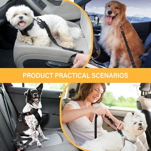 Dog Seat Belt Retractable Dog Car Harness 2 Pack Elastic Bungee Buffer - Image 7