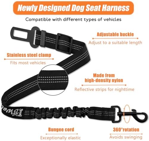 IBWell Dog Seat Belt, 3 Piece Set Retractable Dog Car Harness Adjustable Dog - Image 3