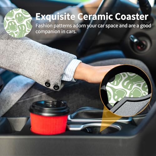 Car Coasters, 2.56 inches Ceramics Heat Resistant Anti Slip Cork Base Car - Image 5