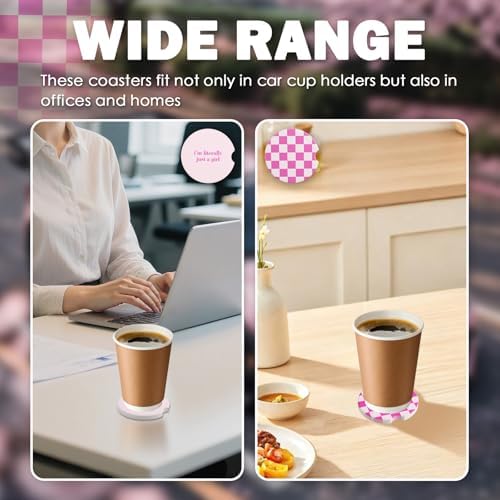 Car Cup Coasters 2-in-1 Style Set, 2.75-Inch Checkered Cup Holder Coasters - Image 6