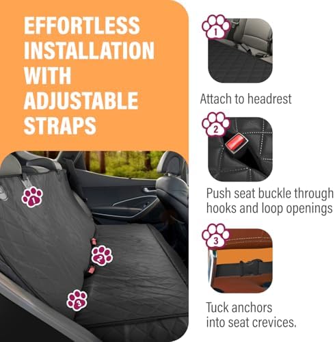 Active Pets Black Standard Dog Car Hammock Back Seat Cover, Waterproof Backseat - Image 3