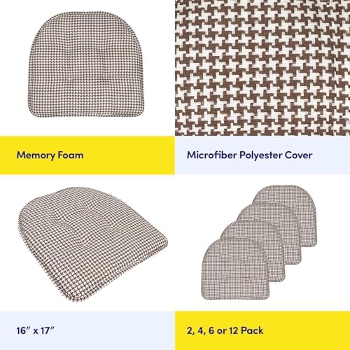 Sweet Home Collection Chair Cushion Memory Foam Pads Tufted Slip Non Skid - Image 6
