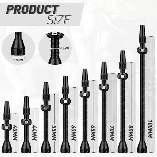 BWSHLF Tubeless Presta Valve Stem 40/44/55/60/65/70/80/100 mm, Super Light - Image 5