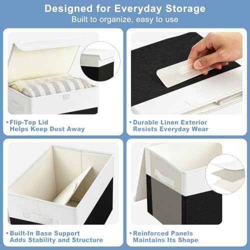Bagnizer Large 22 Quart Linen Fabric Foldable Storage Bin Cube Organizer Basket - Image 6
