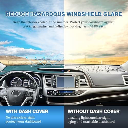 FIILINES Dash Cover for 2014-2019 Toyota Highlander, Dashboard Mat Exact Fit - Image 6