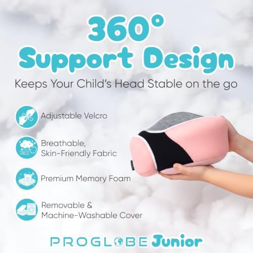 Proglobe Junior Kids Travel Neck Pillow, Ages 4-12, Airplane Car Seat - Image 3
