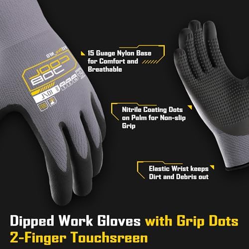 COOLJOB 3 Pairs Nitrile Rubber Dipped Safety Work Gloves - Image 2