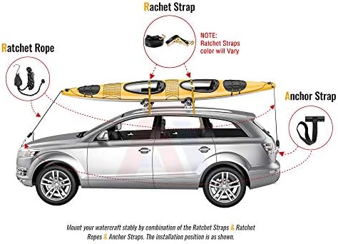 Kayak Roof Rack for 2 Kayaks Foldable Stainless Steel J-Bar Rack Roof Top Mount - Image 6