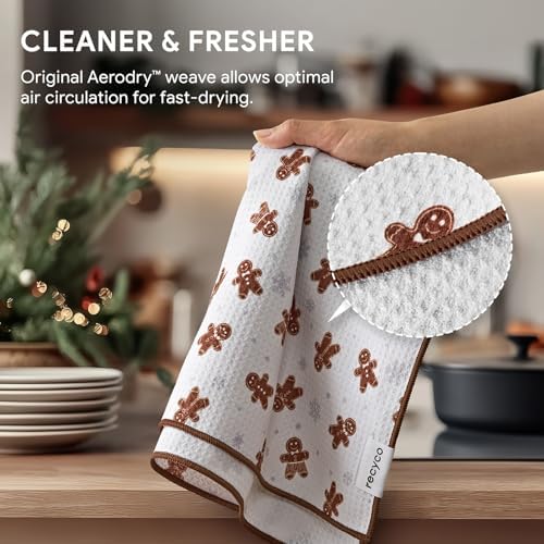 RECYCO Christmas Waffle Kitchen Towel Set of 2 - Image 4