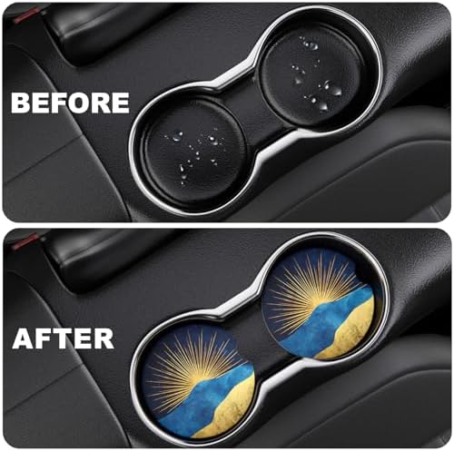 2 Pack Car Cup Holder Coaster, 2.63 inch Anti Slip Insert Absorbent Ceramic Car - Image 6