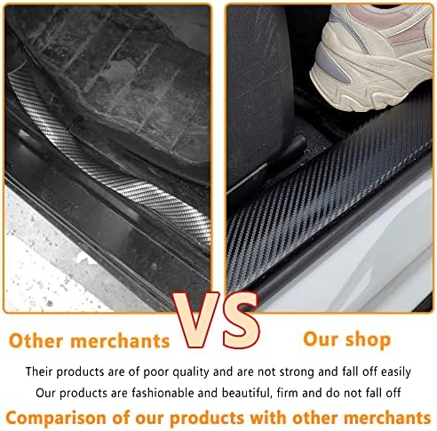 4Pcs Car Door Sill Protector, Sport Carbon Fiber Threshold Anti-Scratch Sticker - Image 4