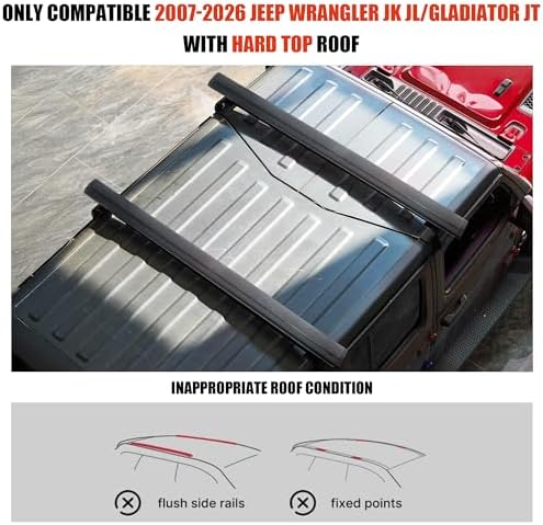 Roof Rack Cross Bars for 2007-2026 Jeep Wrangler JK JL/Gladiator JT 396lbs - Image 2
