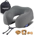 napfun Neck Pillow for Travel, Memory Foam Airplane Pillow, Dark Gray by NAPFUN