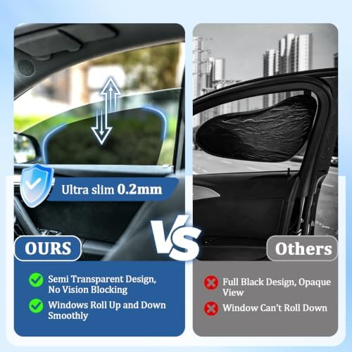 4PCS Car Window Shades, Roll Windows Down丨Static Cling丨No Impact On Driving - Image 2