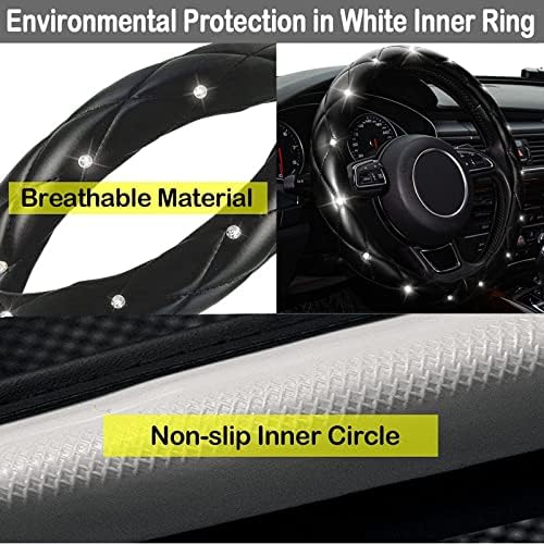 Diamond Leather Bling Steering Wheel Cover, Universal Car Steering Wheel - Image 3