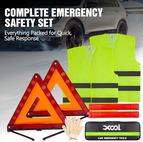 XOOL Emergency Warning Triangle Kit – Roadside Safety Kit - Image 2