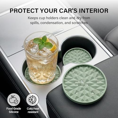 Silicone Car Coasters Set of 4, 2.75" Cup Holder Mats - Image 2