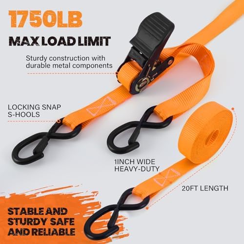 1" x20FT Extra Long Ratchet Straps - Image 2