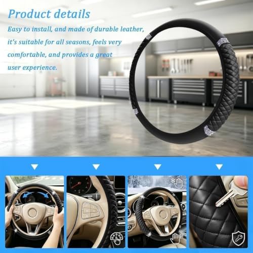 Bling Car Steering Wheel Cover, Crystal Rhinestones Vehicle Steering Guard Wrap - Image 5