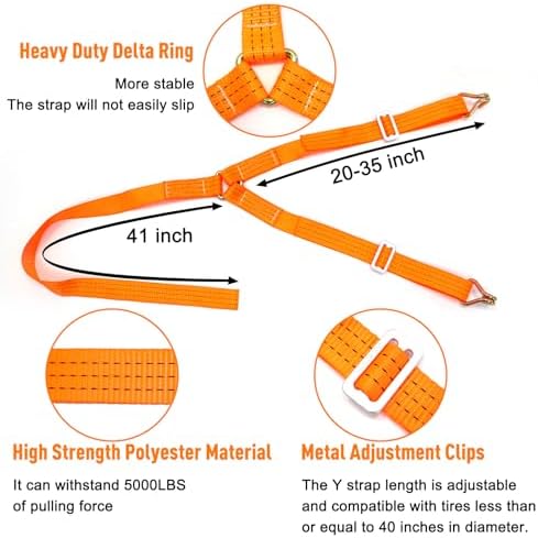 1.5" Wide Orange Heavy Duty Y Strap - Image 2