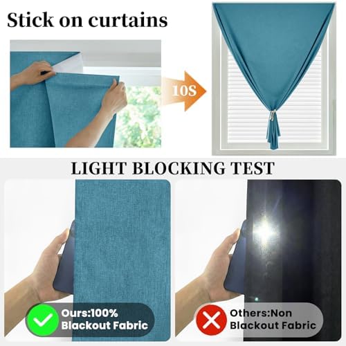 100% Blackout Magic Tape Stick On Curtains Window Shades Pull Down Blackout - Image 2