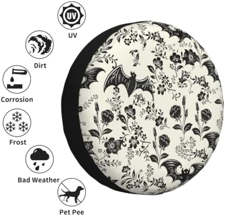 Bat Flower Spare Tire Cover Waterproof Wheel Cover 14 Inch Universal Fit - Image 6