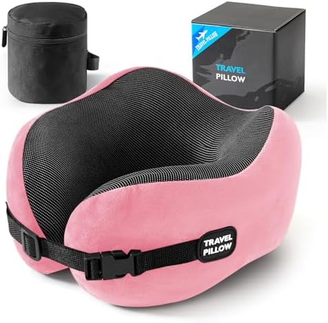 Neck Pillow Travel Pillow Memory Foam Adjustable Clasp by PEUJEW