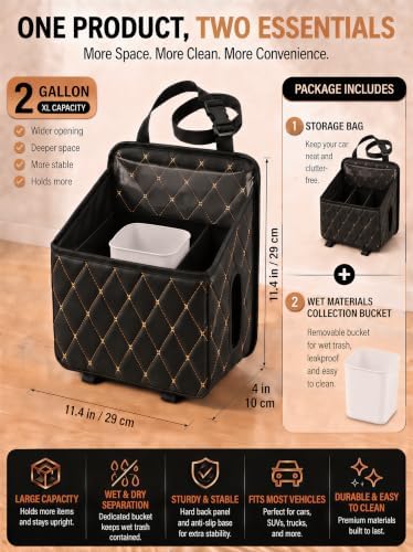 Brovik Car Backseat Organizer, Dry Wet Separation PU Leather Bag - Image 2