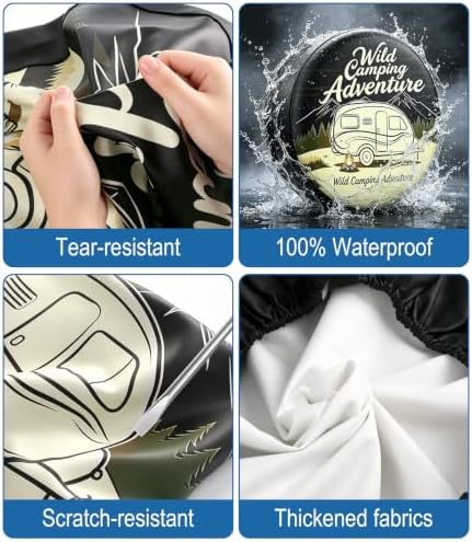 RV Spare Tire Cover Wild Camper Adventure 16in Waterproof Universal Fit - Image 5