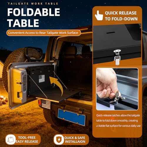 Tailgate Table for Jeep Wrangler JL JLU 2018-2025, Fold Down Rear Tailgate Table - Image 3